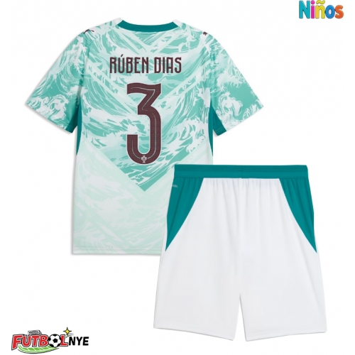 Camiseta Portugal Ruben Dias #3 Visitante Equipación para niños Mundial 2026 manga corta (+ pantalones cortos)